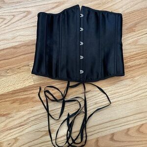 Alivila Y Corsette Boustiere Black Lace Up Satin Sexy Fancy Event Festival Sz XL